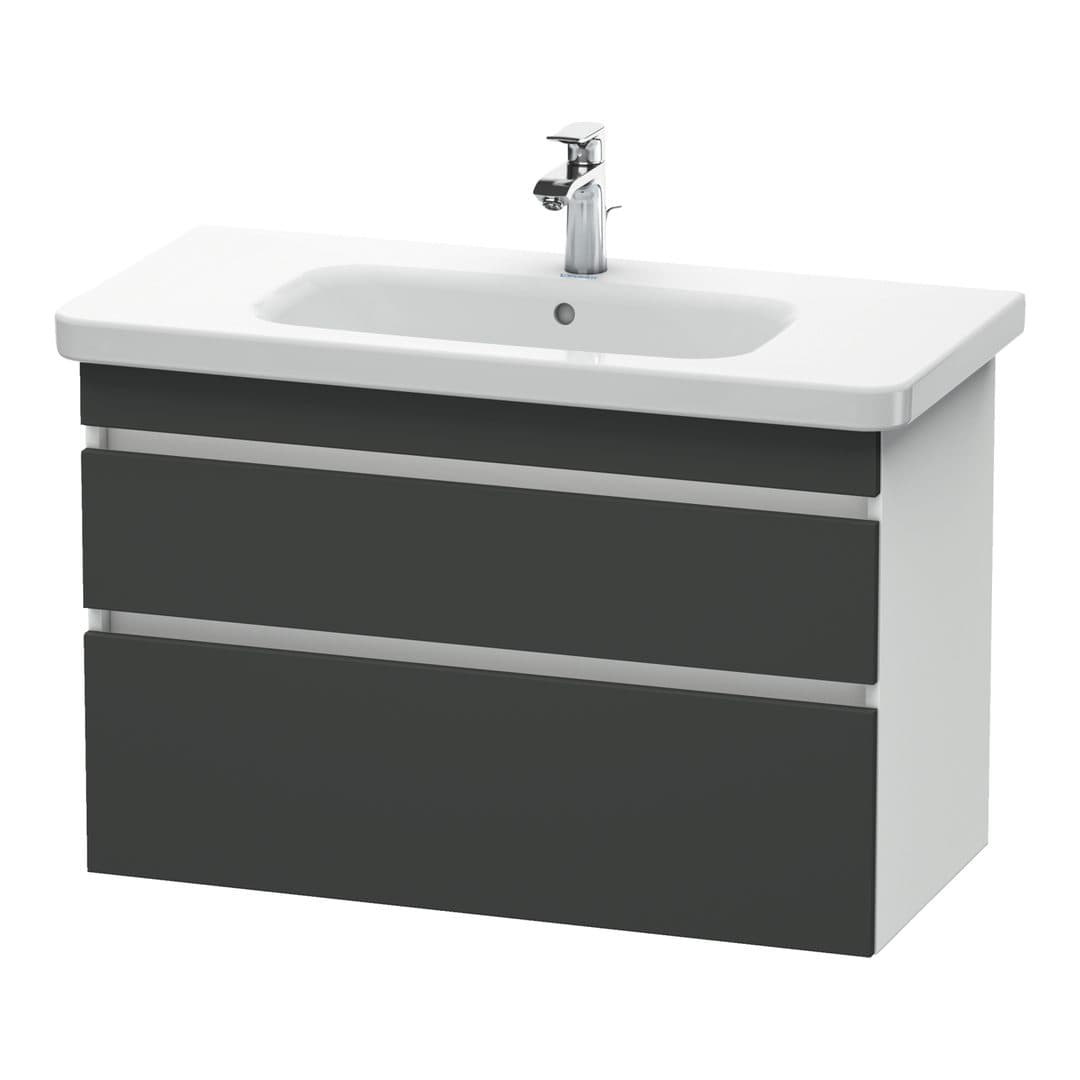 Duravit DuraStyle – Έπιπλο Νιπτήρα – 930 mm, 2 συρτάρια, νιπτήρας κέντρο, σώμα White Matt – Graphite Matt, Decor (DS648204918)