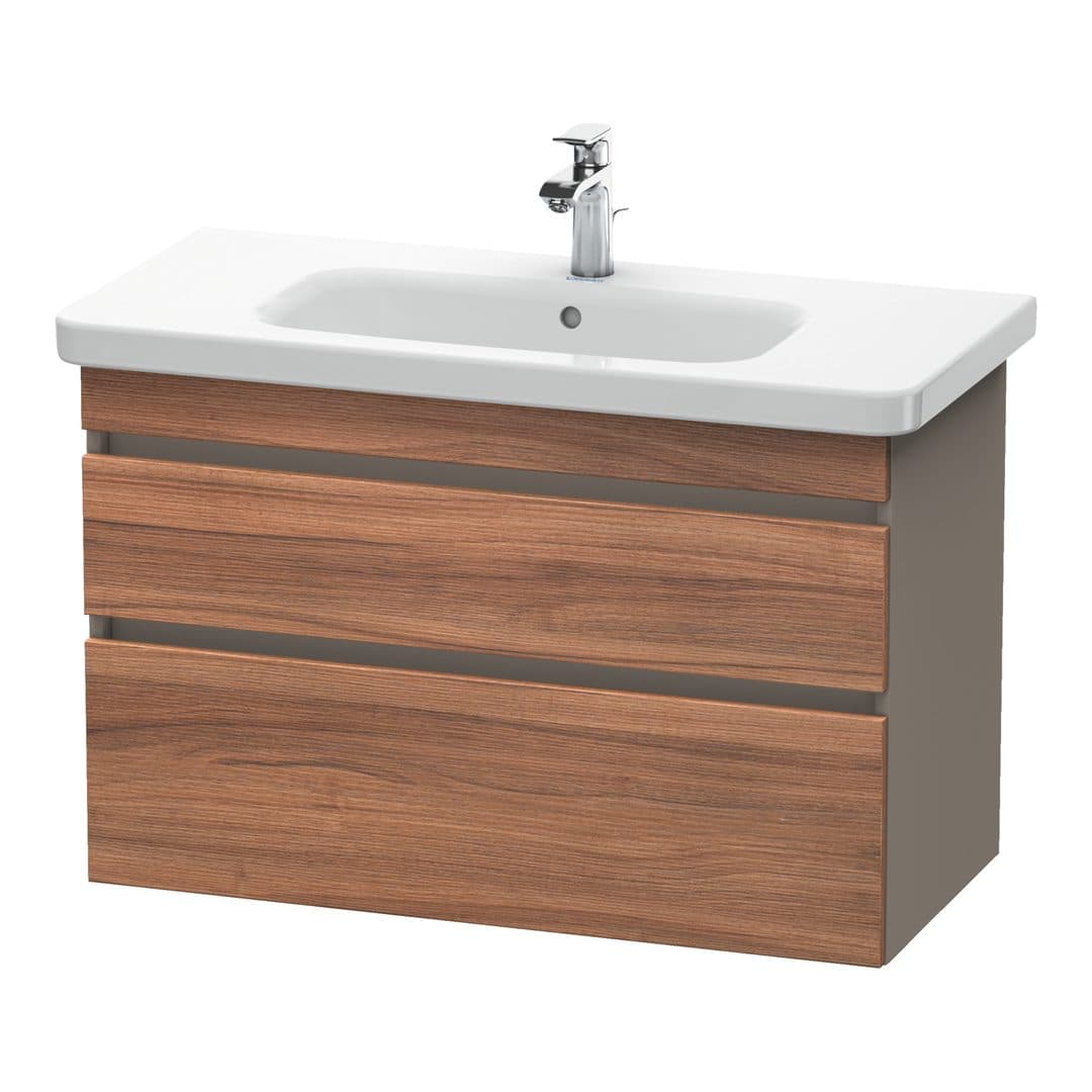 Duravit DuraStyle – Έπιπλο Νιπτήρα – 930 mm, 2 συρτάρια, νιπτήρας κέντρο, σώμα Basalte Matt – Walnut Matt, Decor (DS648207943)