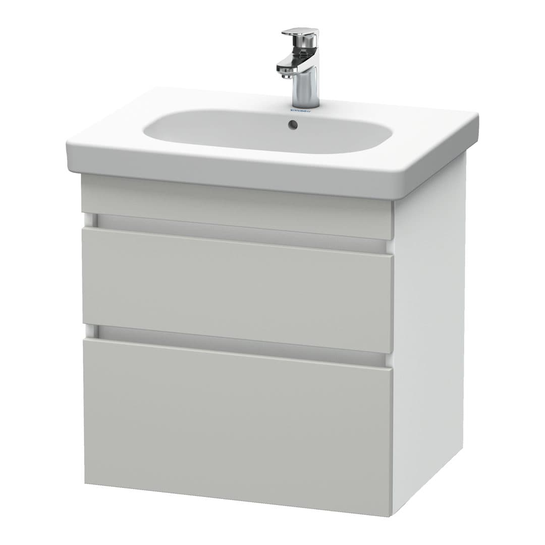 Duravit DuraStyle – Έπιπλο Νιπτήρα – 600 mm, 2 συρτάρια, νιπτήρας κέντρο, σώμα White Matt – Concrete grey Matt, Decor (DS648300718)