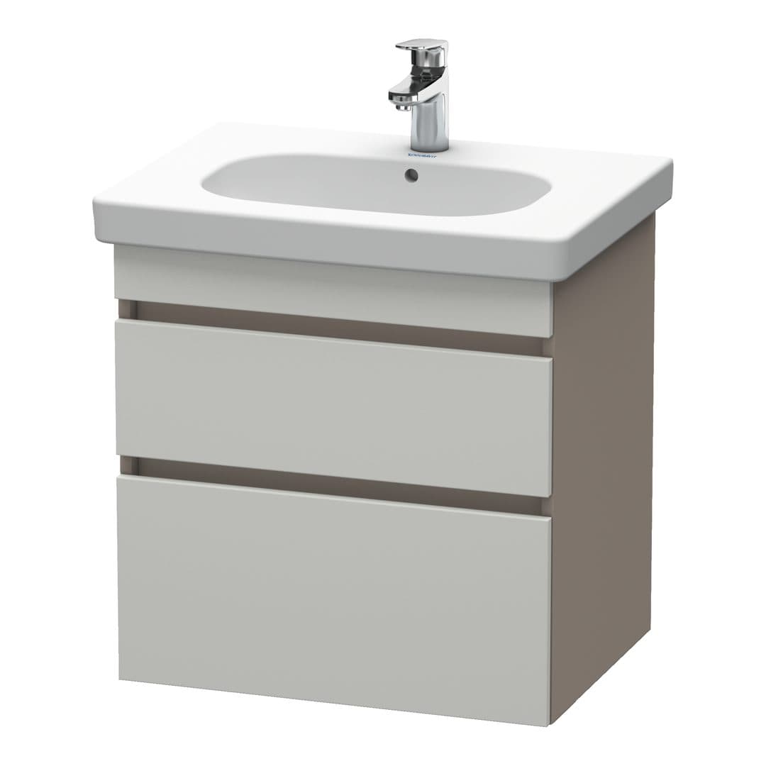 Duravit DuraStyle – Έπιπλο Νιπτήρα – 600 mm, 2 συρτάρια, νιπτήρας κέντρο, σώμα Basalte Matt – Concrete grey Matt, Decor (DS648300743)