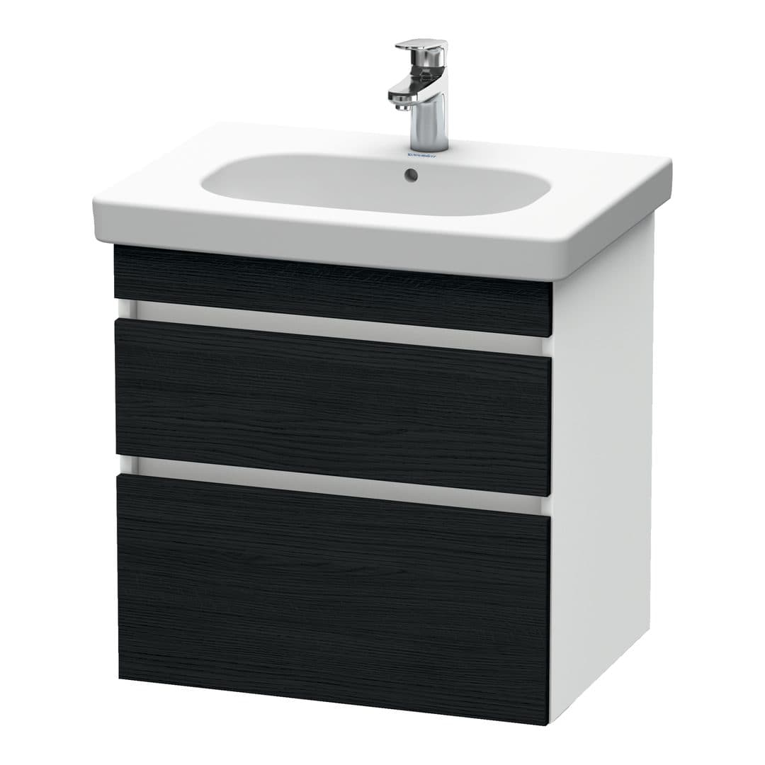 Duravit DuraStyle – Έπιπλο Νιπτήρα – 600 mm, 2 συρτάρια, νιπτήρας κέντρο, σώμα White Matt – Black oak Matt, Decor (DS648301618)