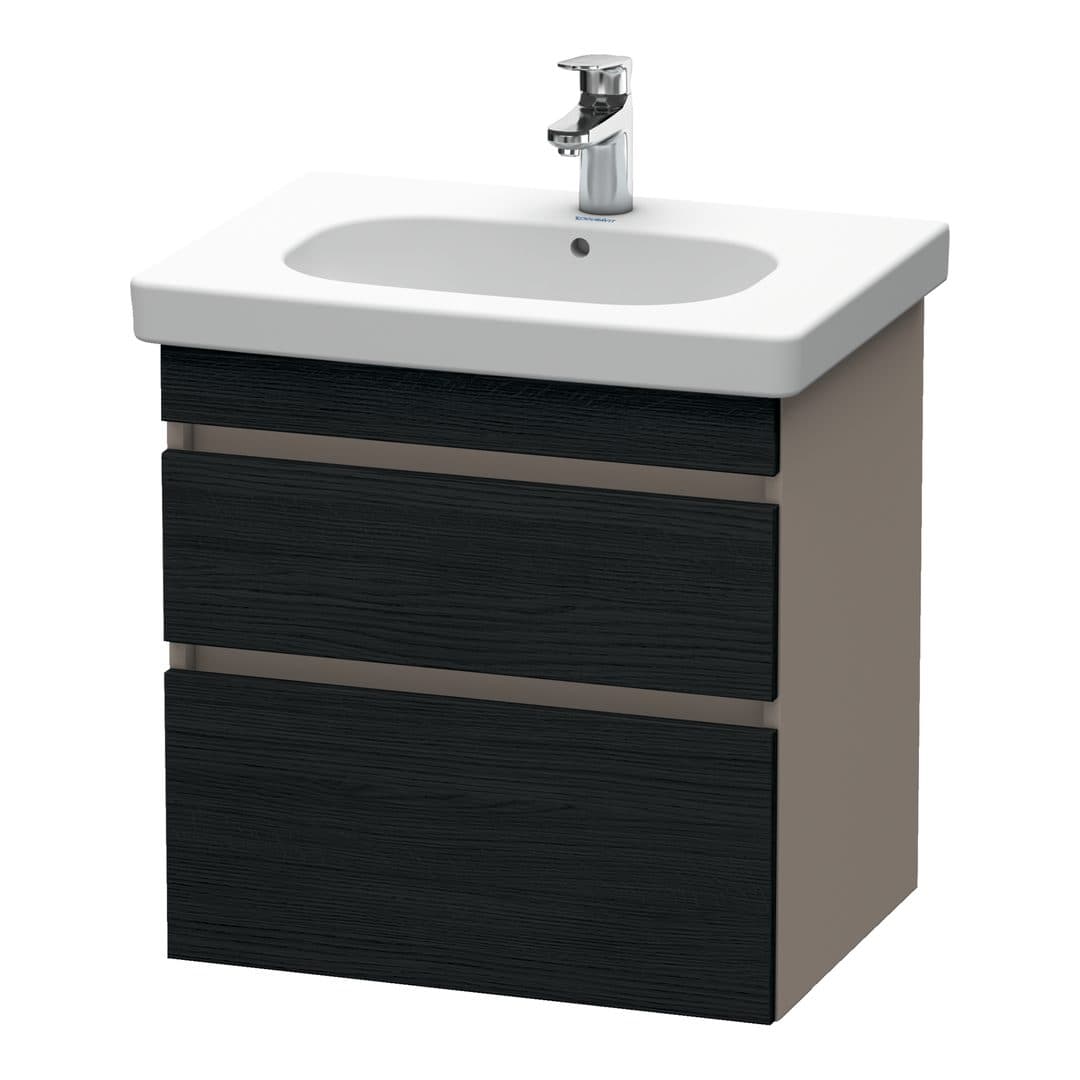 Duravit DuraStyle – Έπιπλο Νιπτήρα – 600 mm, 2 συρτάρια, νιπτήρας κέντρο, σώμα Basalte Matt – Black oak Matt, Decor (DS648301643)