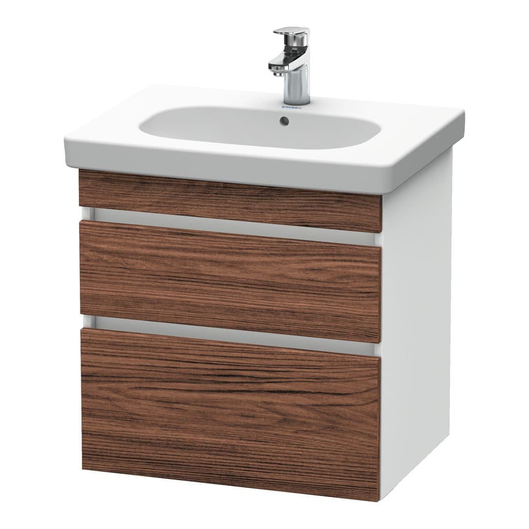 Duravit DuraStyle – Έπιπλο Νιπτήρα – 600 mm, 2 συρτάρια, νιπτήρας κέντρο, σώμα White Matt – Walnut dark Matt, Decor (DS648302118)