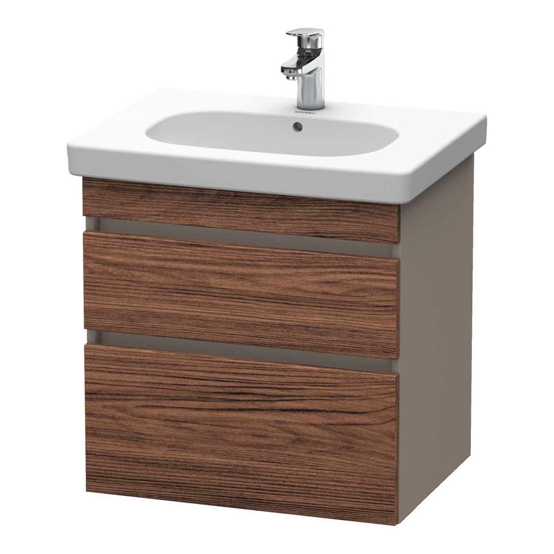 Duravit DuraStyle – Έπιπλο Νιπτήρα – 600 mm, 2 συρτάρια, νιπτήρας κέντρο, σώμα Basalte Matt – Walnut dark Matt, Decor (DS648302143)