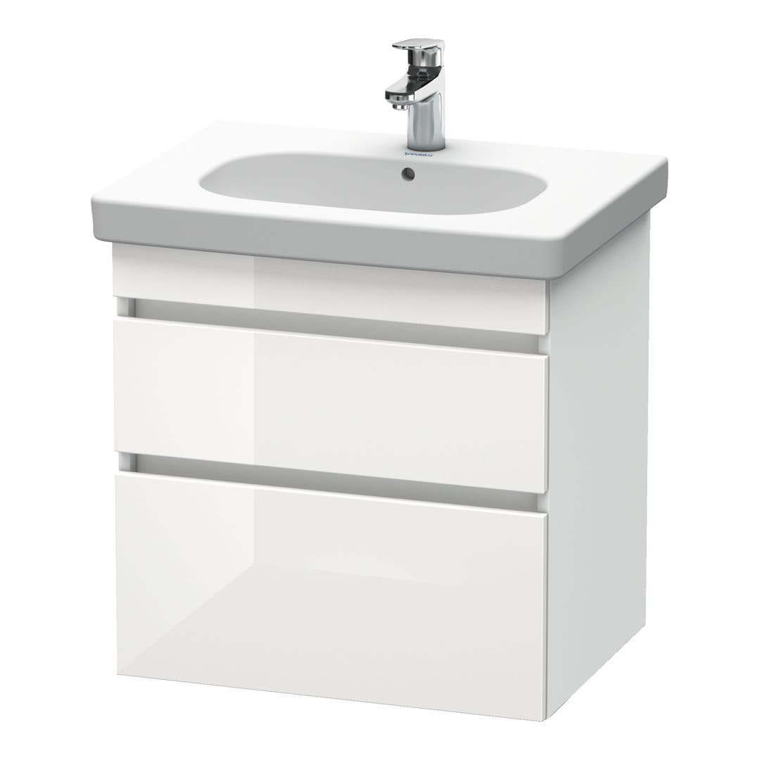 Duravit DuraStyle – Έπιπλο Νιπτήρα – 600 mm, 2 συρτάρια, νιπτήρας κέντρο, White Matt – White High Gloss, Decor (DS648302218)