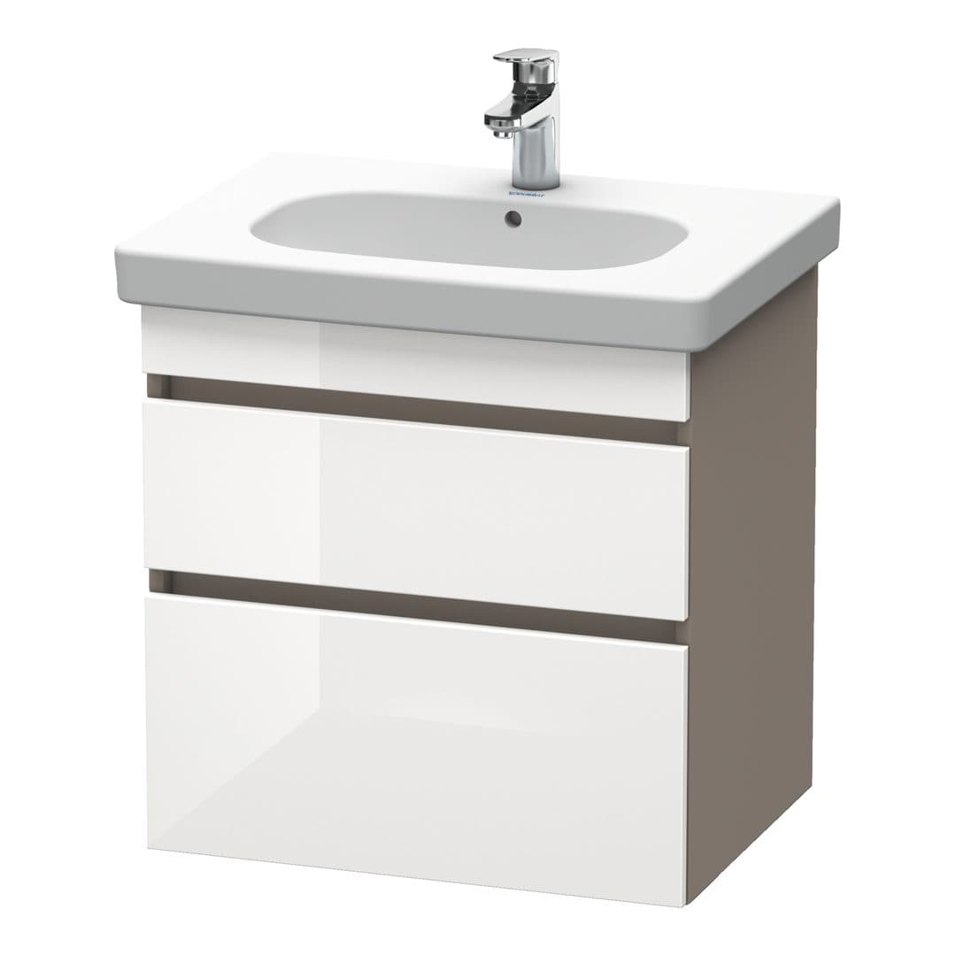 Duravit DuraStyle – Έπιπλο Νιπτήρα – 600 mm, 2 συρτάρια, νιπτήρας κέντρο, σώμα Basalte Matt – White High Gloss, Decor (DS648302243)