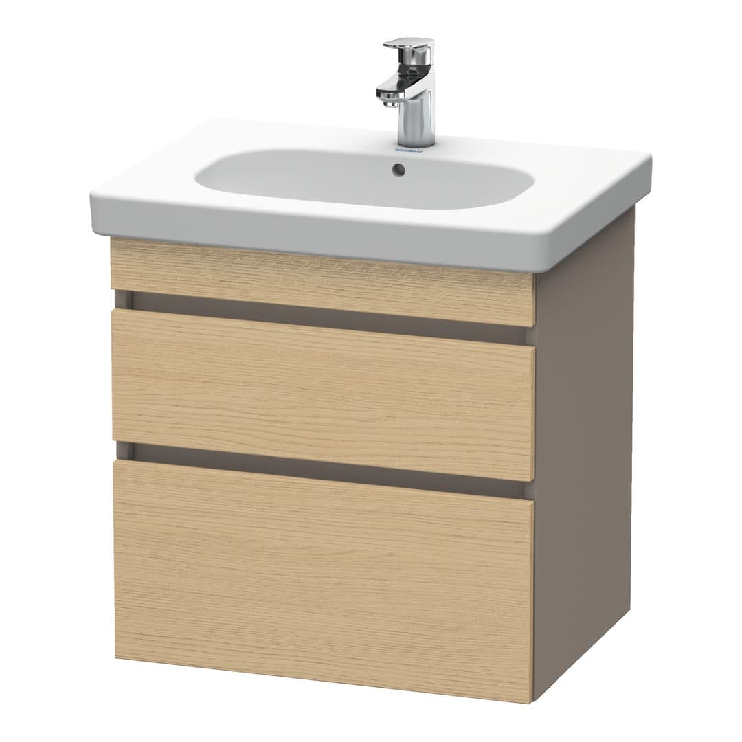 Duravit DuraStyle – Έπιπλο Νιπτήρα – 600 mm, 2 συρτάρια, νιπτήρας κέντρο, σώμα Basalte Matt – Natural oak, Decor (DS648303043)