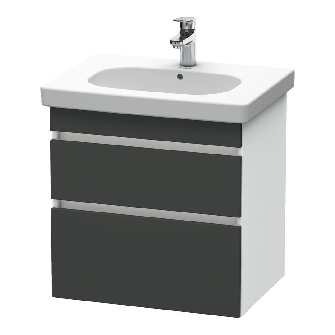 Duravit DuraStyle – Έπιπλο Νιπτήρα – 600 mm, 2 συρτάρια, νιπτήρας κέντρο, σώμα White Matt – Graphite Matt, Decor (DS648304918)
