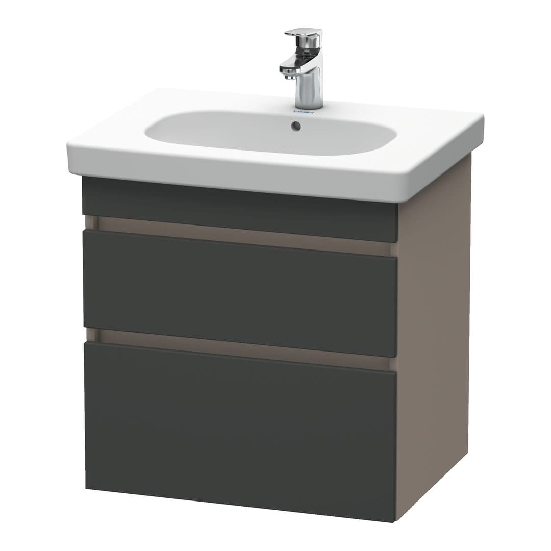 Duravit DuraStyle – Έπιπλο Νιπτήρα – 600 mm, 2 συρτάρια, νιπτήρας κέντρο, σώμα Basalte Matt – Graphite Matt, Decor (DS648304943)