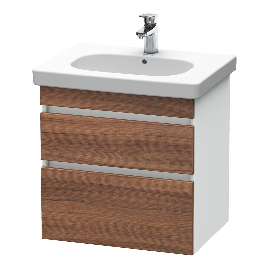 Duravit DuraStyle – Έπιπλο Νιπτήρα – 600 mm, 2 συρτάρια, νιπτήρας κέντρο, σώμα White Matt – Walnut Matt, Decor (DS648307918)