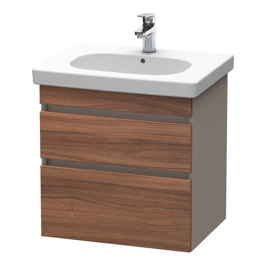 Duravit DuraStyle – Έπιπλο Νιπτήρα – 600 mm, 2 συρτάρια, νιπτήρας κέντρο, σώμα Basalte Matt – Walnut Matt, Decor (DS648307943)