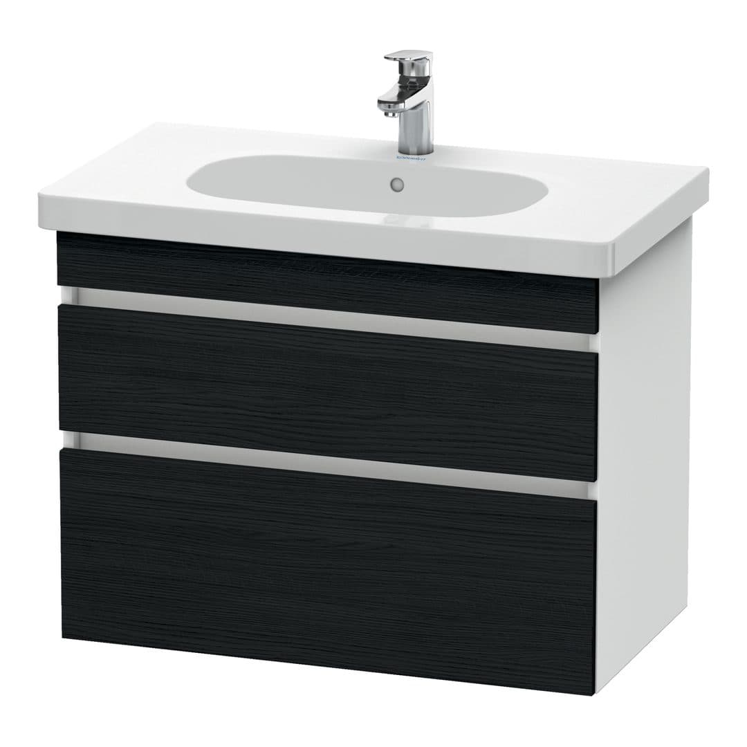 Duravit DuraStyle – Έπιπλο Νιπτήρα – 800 mm, 2 συρτάρια, νιπτήρας κέντρο, σώμα White Matt – Black oak Matt, Decor (DS648401618)