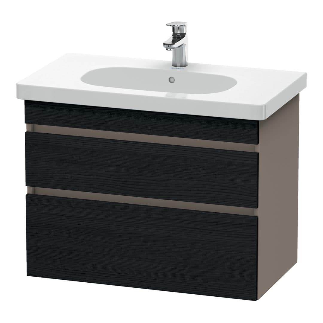 Duravit DuraStyle – Έπιπλο Νιπτήρα – 800 mm, 2 συρτάρια, νιπτήρας κέντρο, σώμα Basalte Matt – Black oak Matt, Decor (DS648401643)