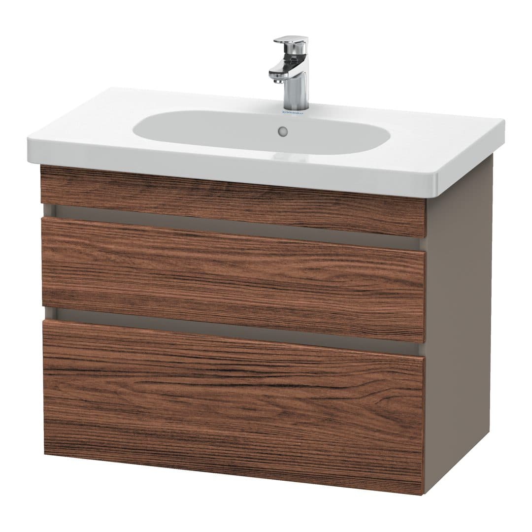 Duravit DuraStyle – Έπιπλο Νιπτήρα – 800 mm, 2 συρτάρια, νιπτήρας κέντρο, σώμα Basalte Matt – Walnut dark Matt, Decor (DS648402143)