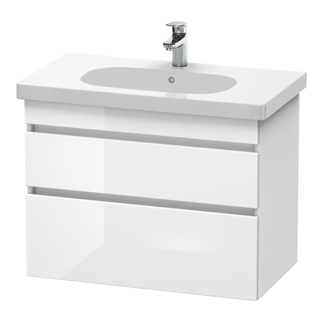Duravit DuraStyle – Έπιπλο Νιπτήρα – 800 mm, 2 συρτάρια, νιπτήρας κέντρο, White Matt – White High Gloss, Decor (DS648402218)
