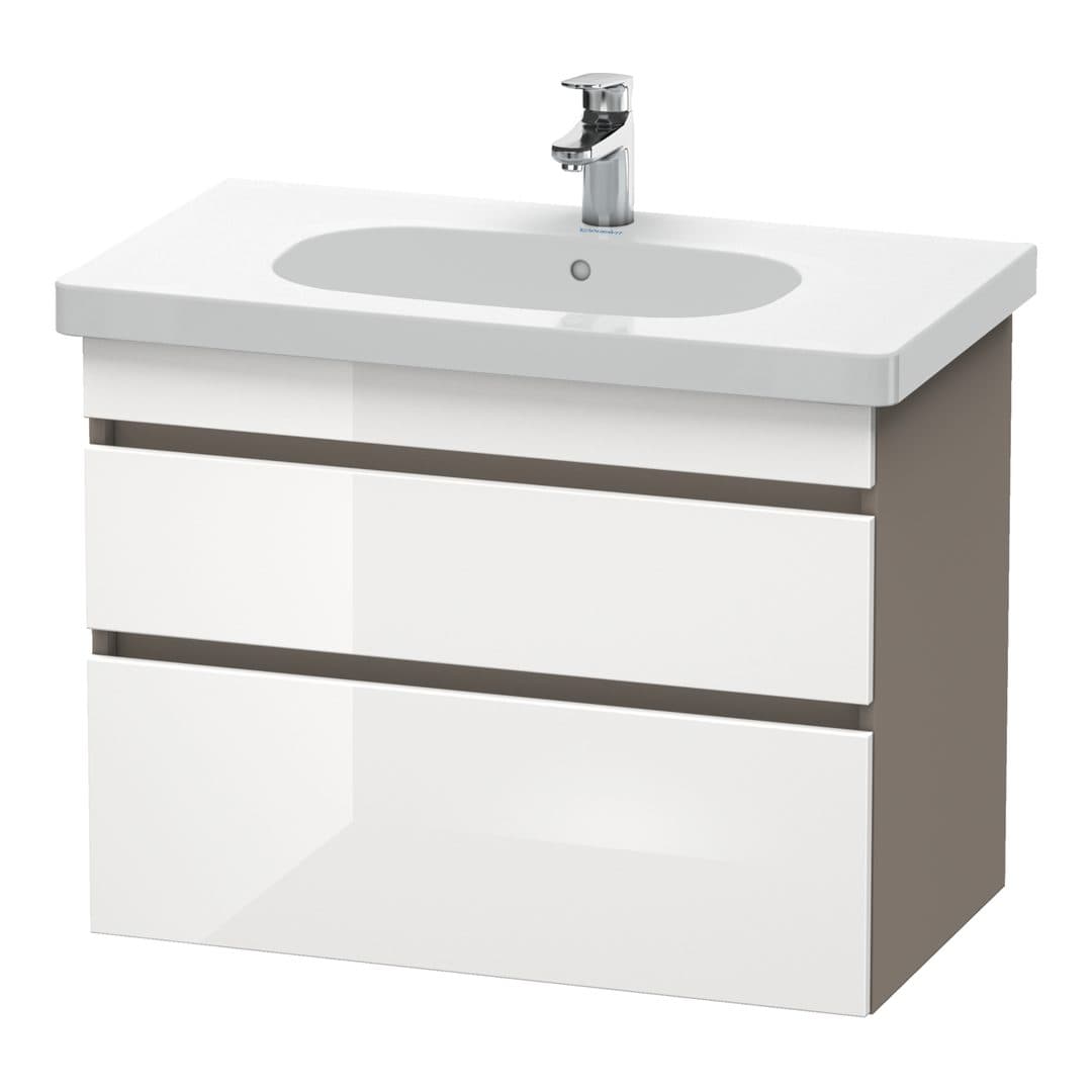 Duravit DuraStyle – Έπιπλο Νιπτήρα – 800 mm, 2 συρτάρια, νιπτήρας κέντρο, σώμα Basalte Matt – White High Gloss, Decor (DS648402243)