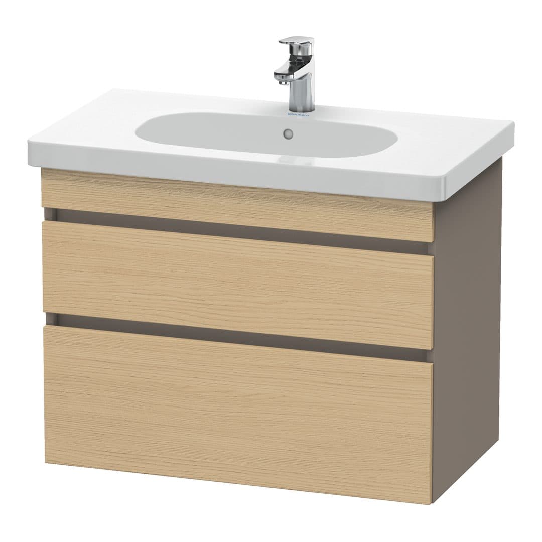 Duravit DuraStyle – Έπιπλο Νιπτήρα – 800 mm, 2 συρτάρια, νιπτήρας κέντρο, σώμα Basalte Matt – Natural oak, Decor (DS648403043)