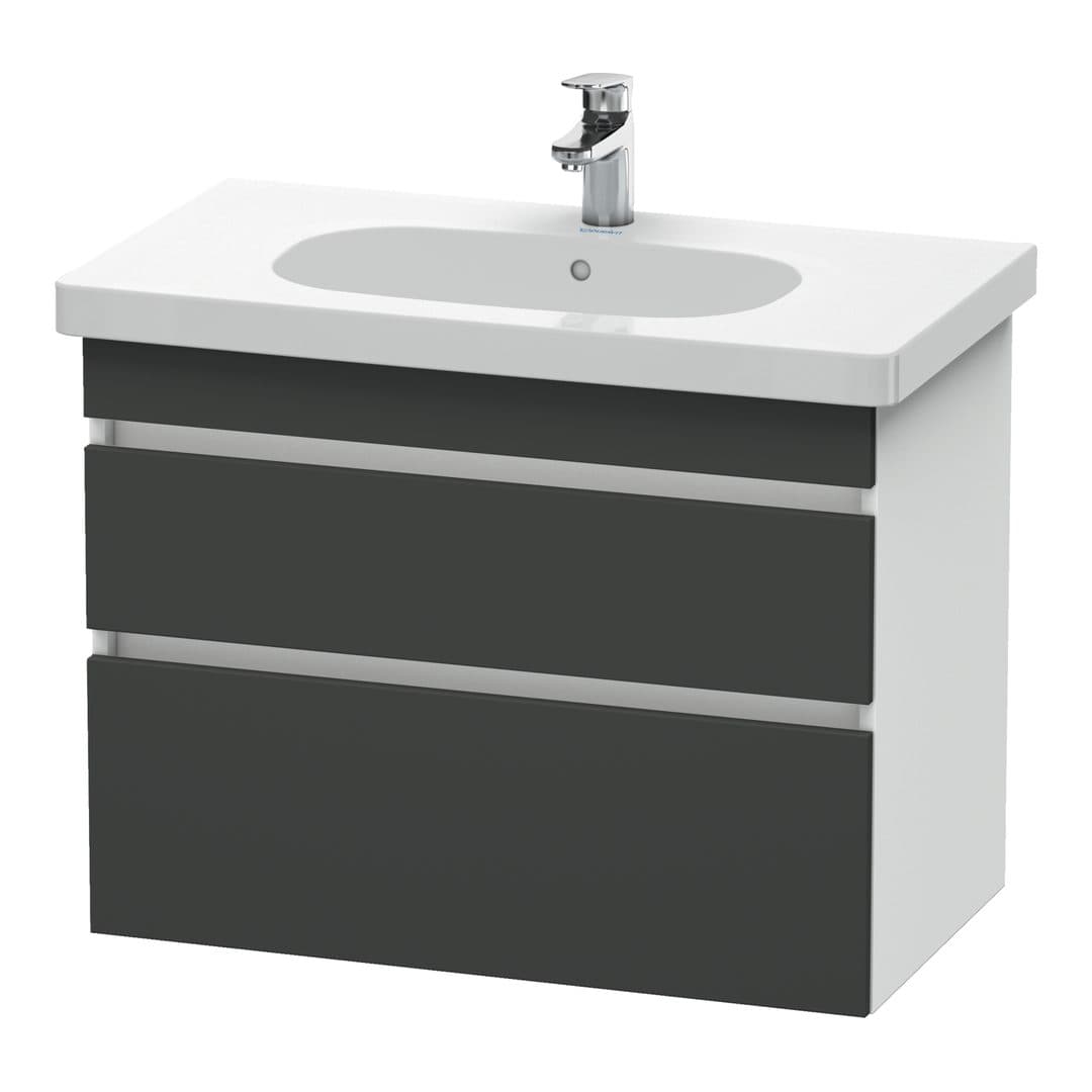 Duravit DuraStyle – Έπιπλο Νιπτήρα – 800 mm, 2 συρτάρια, νιπτήρας κέντρο, σώμα White Matt – Graphite Matt, Decor (DS648404918)