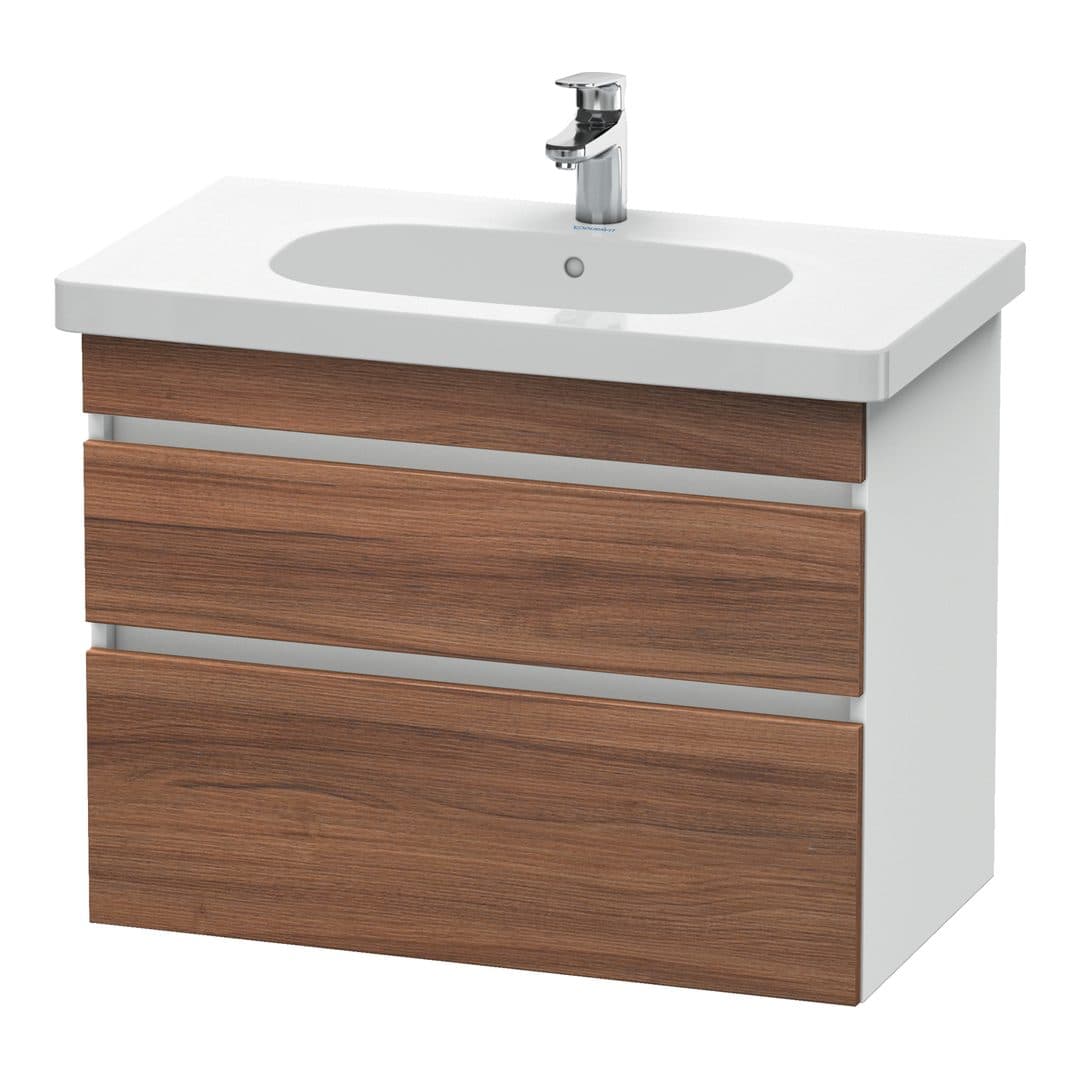 Duravit DuraStyle – Έπιπλο Νιπτήρα – 800 mm, 2 συρτάρια, νιπτήρας κέντρο, σώμα White Matt – Walnut Matt, Decor (DS648407918)