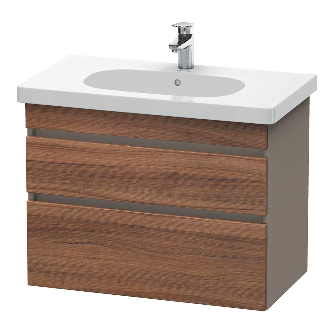 Duravit DuraStyle – Έπιπλο Νιπτήρα – 800 mm, 2 συρτάρια, νιπτήρας κέντρο, σώμα Basalte Matt – Walnut Matt, Decor (DS648407943)