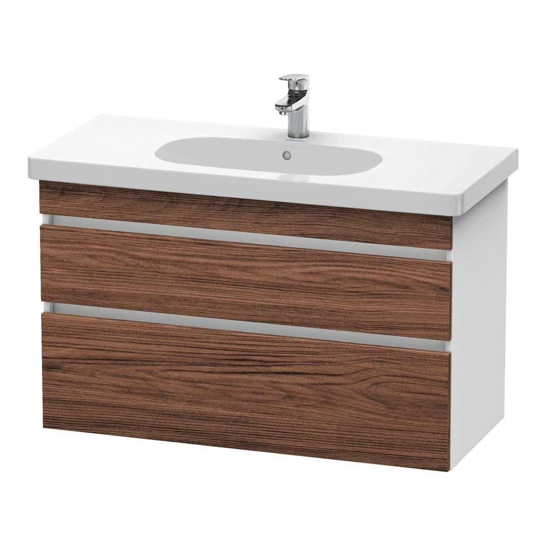 Duravit DuraStyle – Έπιπλο Νιπτήρα – 1000 mm, 2 συρτάρια, νιπτήρας κέντρο, σώμα White Matt – Walnut dark Matt, Decor (DS648502118)