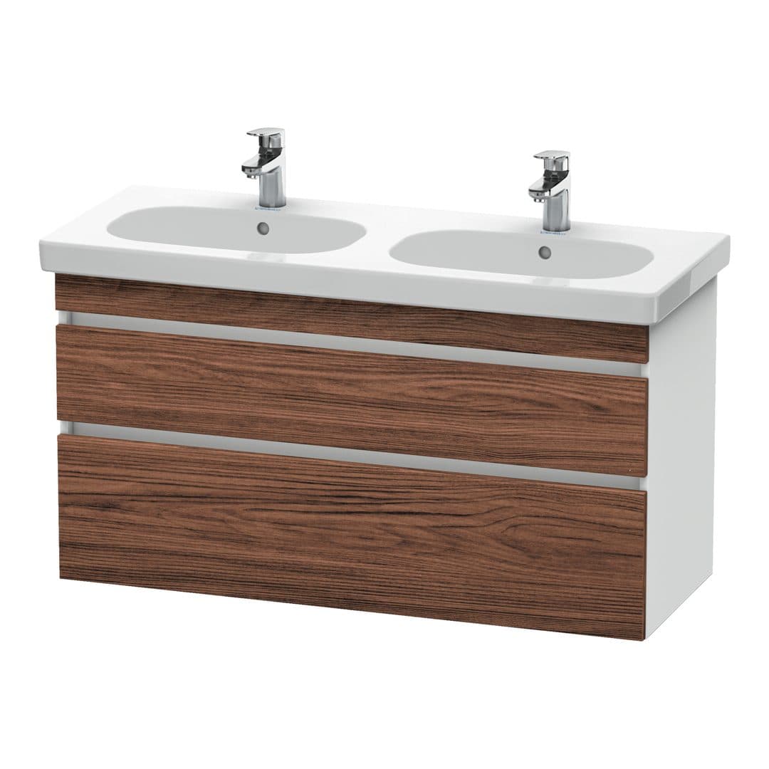Duravit DuraStyle – Έπιπλο Νιπτήρα – 1150 mm, 2 συρτάρια, νιπτήρας κέντρο, σώμα White Matt – Walnut dark Matt, Decor (DS648602118)
