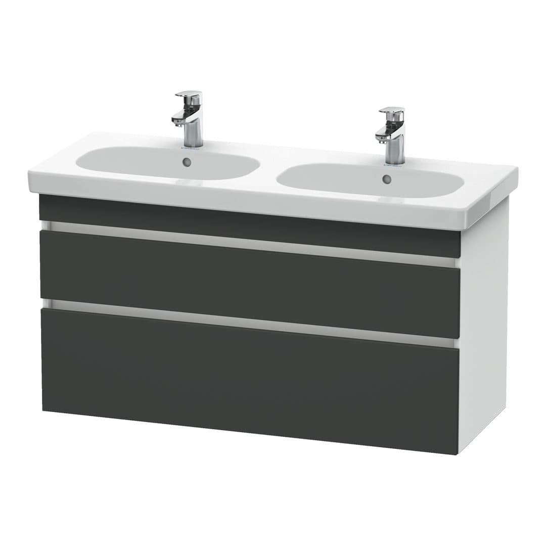 Duravit DuraStyle – Έπιπλο Νιπτήρα – 1150 mm, 2 συρτάρια, νιπτήρας κέντρο, σώμα White Matt – Graphite Matt, Decor (DS648604918)