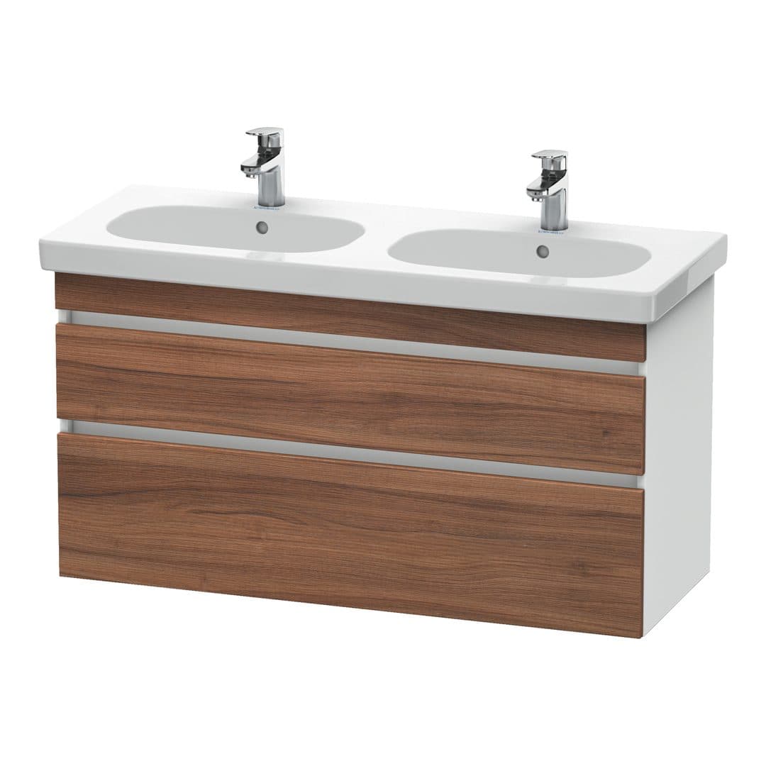 Duravit DuraStyle – Έπιπλο Νιπτήρα – 1150 mm, 2 συρτάρια, νιπτήρας κέντρο, σώμα White Matt – Walnut Matt, Decor (DS648607918)