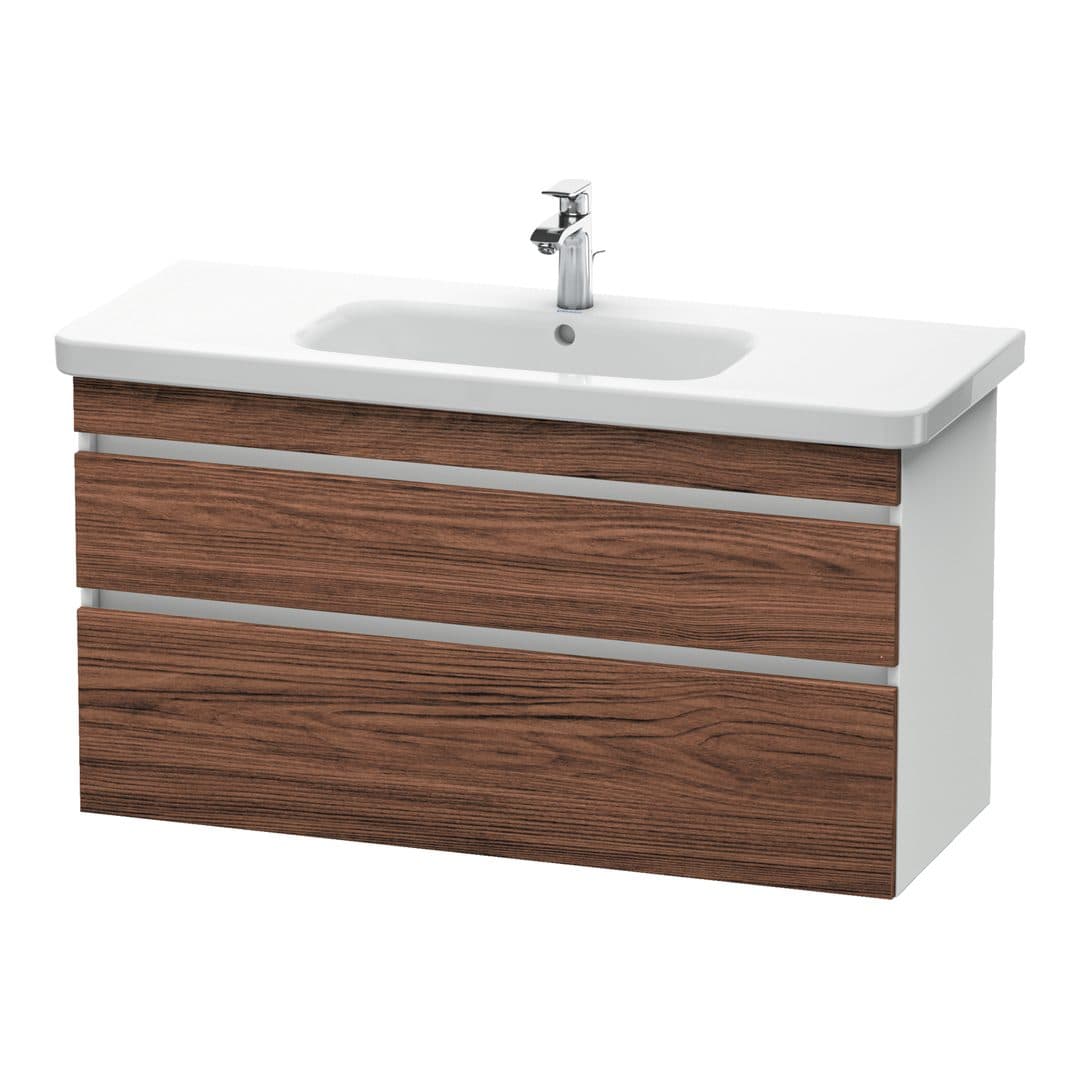 Duravit DuraStyle – Έπιπλο Νιπτήρα – 1130 mm, 2 συρτάρια, νιπτήρας κέντρο, σώμα White Matt – Walnut dark Matt, Decor (DS649502118)