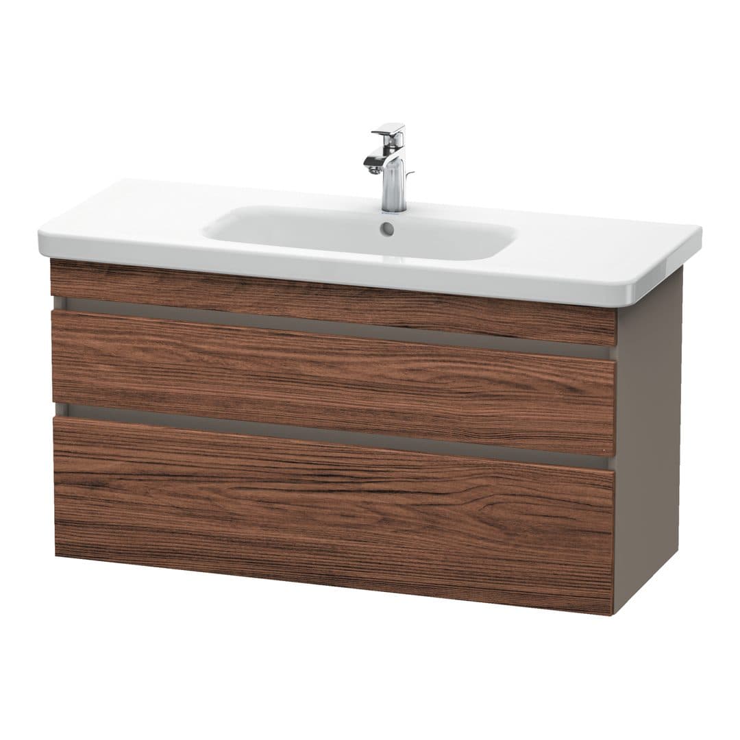 Duravit DuraStyle – Έπιπλο Νιπτήρα – 1130 mm, 2 συρτάρια, νιπτήρας κέντρο, σώμα Basalte Matt – Walnut dark Matt, Decor (DS649502143)