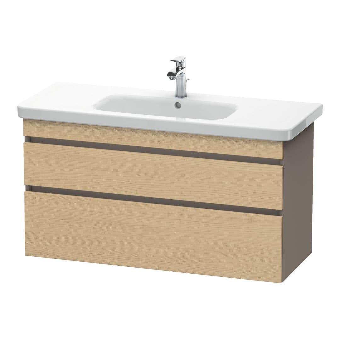 Duravit DuraStyle – Έπιπλο Νιπτήρα – 1130 mm, 2 συρτάρια, νιπτήρας κέντρο, σώμα Basalte Matt – Natural oak, Decor (DS649503043)