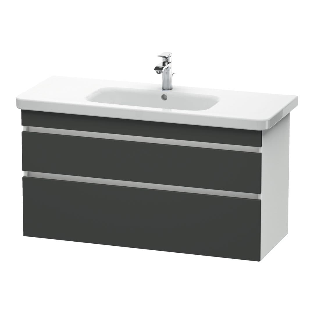 Duravit DuraStyle – Έπιπλο Νιπτήρα – 1130 mm, 2 συρτάρια, νιπτήρας κέντρο, σώμα White Matt – Graphite Matt, Decor (DS649504918)