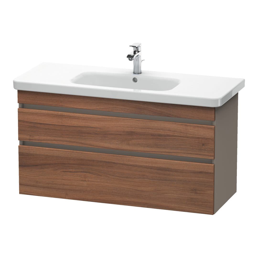 Duravit DuraStyle – Έπιπλο Νιπτήρα – 1130 mm, 2 συρτάρια, νιπτήρας κέντρο, σώμα Basalte Matt – Walnut Matt, Decor (DS649507943)
