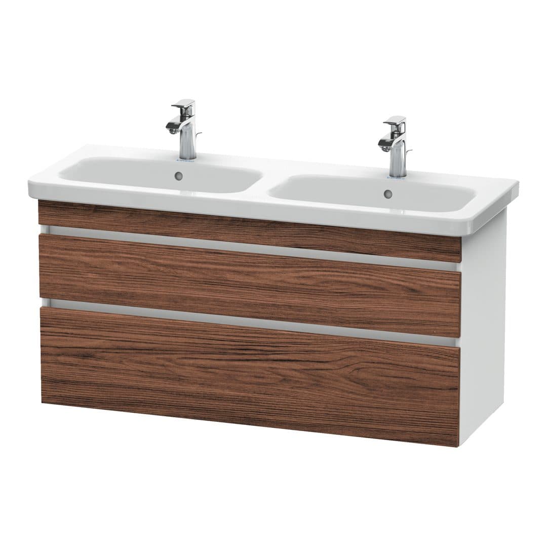 Duravit DuraStyle – Έπιπλο Νιπτήρα – 1230 mm, 2 συρτάρια, σώμα White Matt – Walnut dark Matt, Decor (DS649802118)