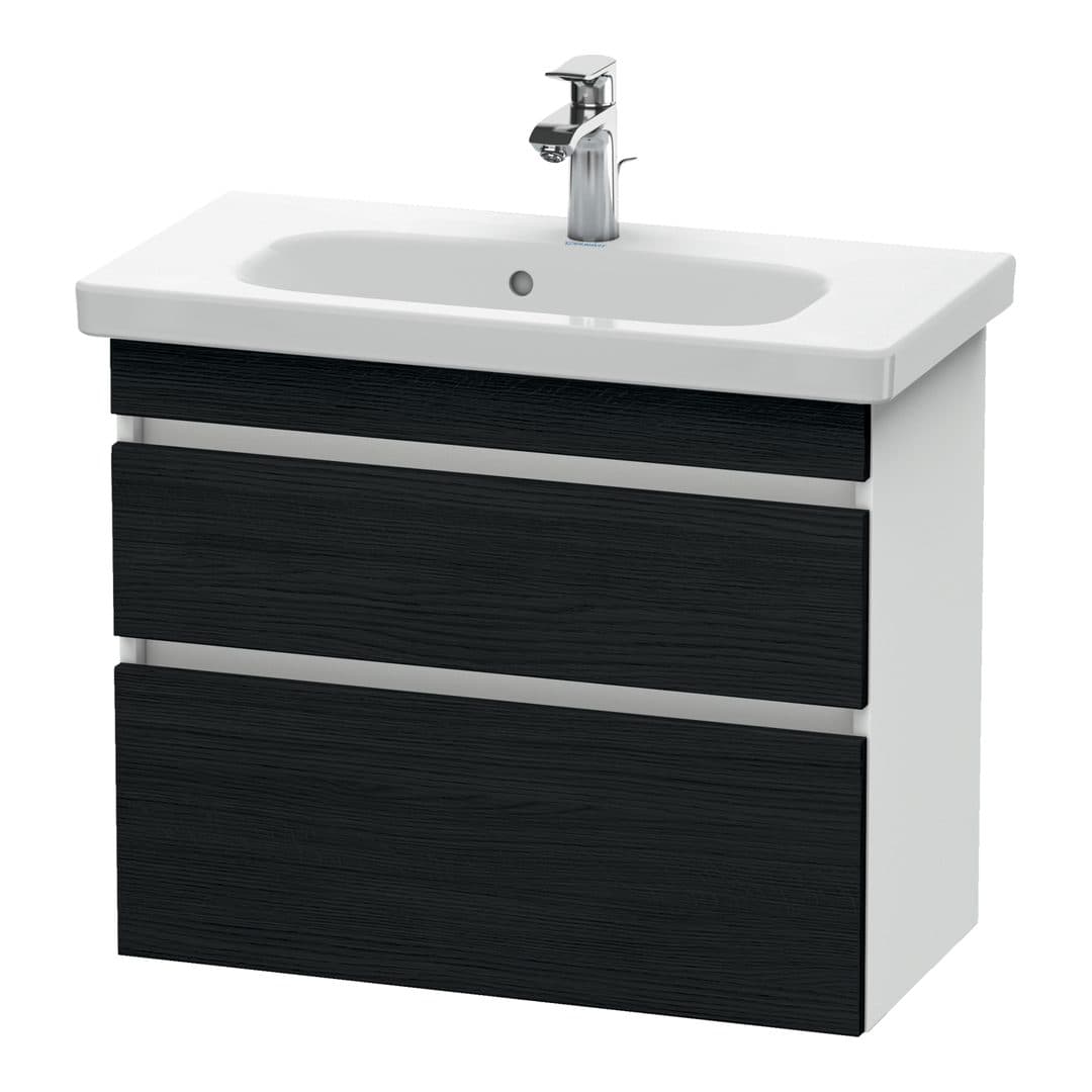 Duravit DuraStyle – Έπιπλο Νιπτήρα – 730 mm, 2 συρτάρια, νιπτήρας κέντρο, σώμα White Matt, Compact – Black oak Matt, Decor (DS649901618)