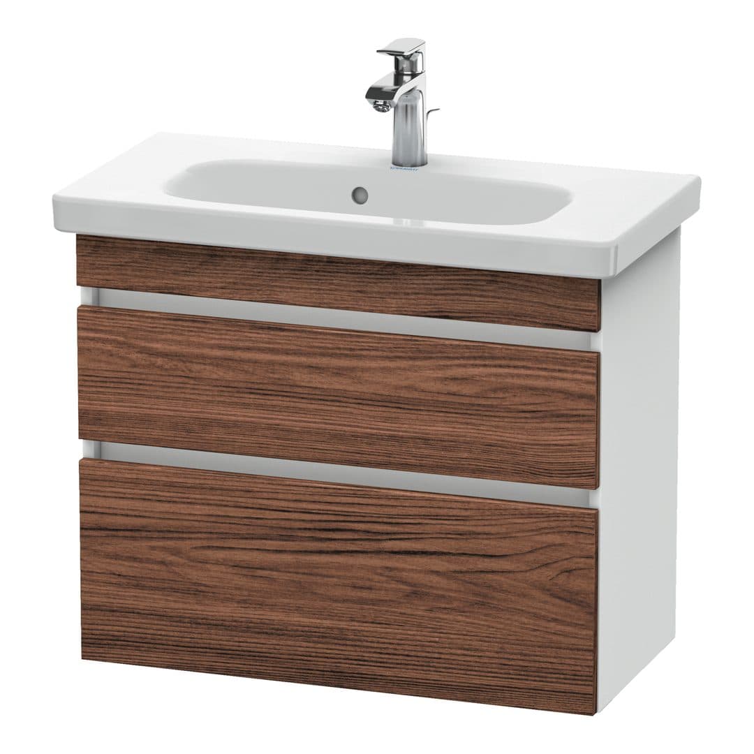 Duravit DuraStyle – Έπιπλο Νιπτήρα – 730 mm, 2 συρτάρια, νιπτήρας κέντρο, σώμα White Matt, Compact – Walnut dark Matt, Decor (DS649902118)