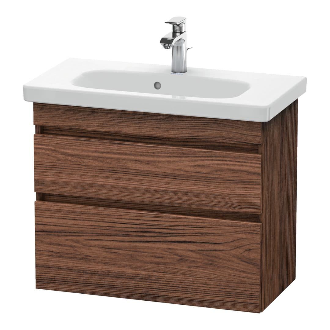 Duravit DuraStyle – Έπιπλο Νιπτήρα – 730 mm, 2 συρτάρια, νιπτήρας κέντρο, Compact – Walnut dark Matt, Decor (DS649902121)