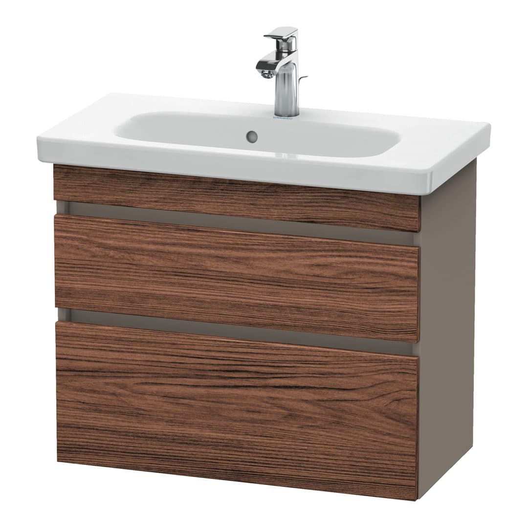 Duravit DuraStyle – Έπιπλο Νιπτήρα – 730 mm, 2 συρτάρια, νιπτήρας κέντρο, σώμα Basalte Matt, Compact – Walnut dark Matt, Decor (DS649902143)