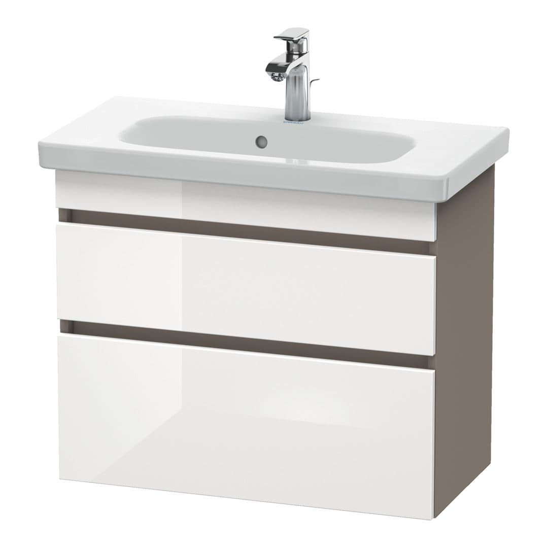 Duravit DuraStyle – Έπιπλο Νιπτήρα – 730 mm, 2 συρτάρια, νιπτήρας κέντρο, σώμα Basalte Matt, Compact – White High Gloss, Decor (DS649902243)