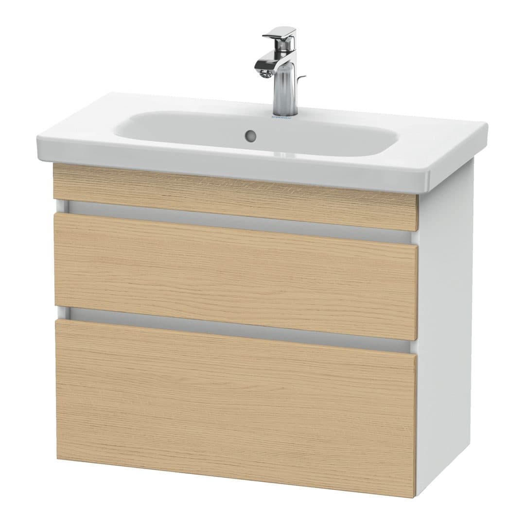 Duravit DuraStyle – Έπιπλο Νιπτήρα – 730 mm, 2 συρτάρια, νιπτήρας κέντρο, σώμα White Matt, Compact – Natural oak, Decor (DS649903018)