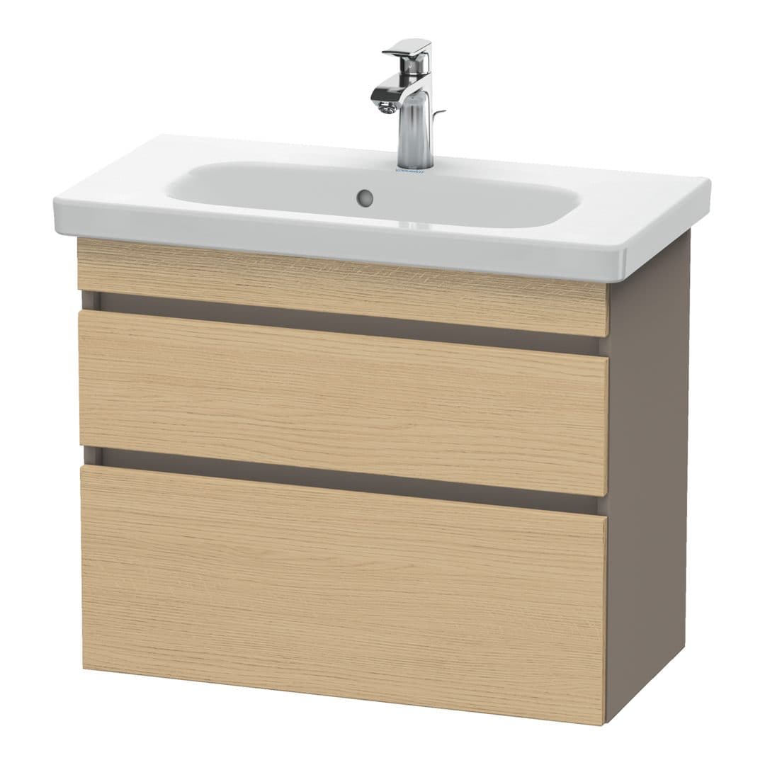 Duravit DuraStyle – Έπιπλο Νιπτήρα – 730 mm, 2 συρτάρια, νιπτήρας κέντρο, σώμα Basalte Matt, Compact – Natural oak, Decor (DS649903043)