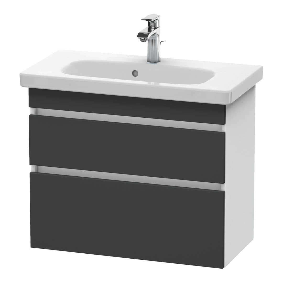 Duravit DuraStyle – Έπιπλο Νιπτήρα – 730 mm, 2 συρτάρια, νιπτήρας κέντρο, σώμα White Matt, Compact – Graphite Matt, Decor (DS649904918)