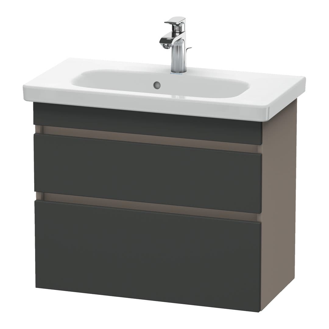 Duravit DuraStyle – Έπιπλο Νιπτήρα – 730 mm, 2 συρτάρια, νιπτήρας κέντρο, σώμα Basalte Matt, Compact – Graphite Matt, Decor (DS649904943)