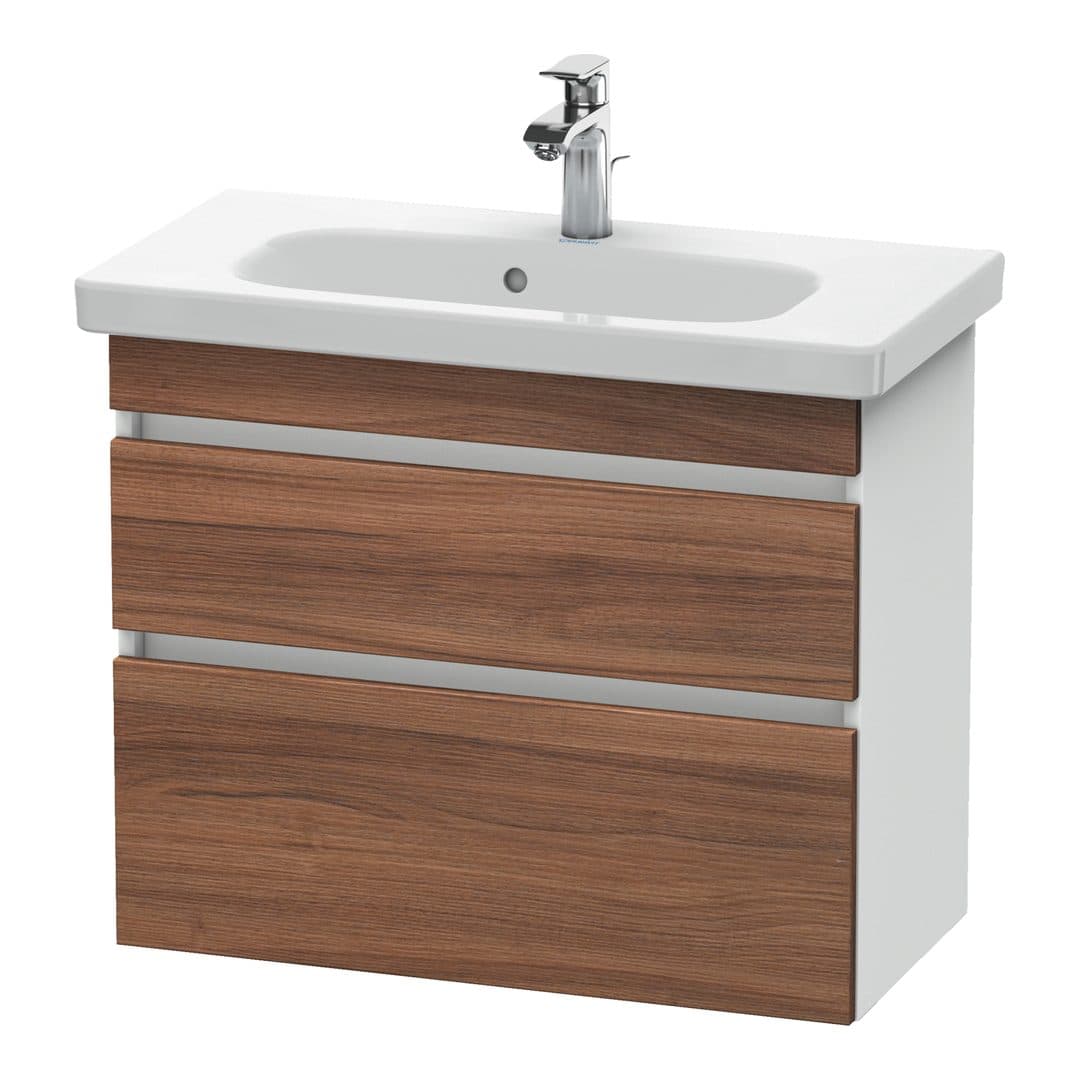 Duravit DuraStyle – Έπιπλο Νιπτήρα – 730 mm, 2 συρτάρια, νιπτήρας κέντρο, σώμα White Matt, Compact – Walnut Matt, Decor (DS649907918)
