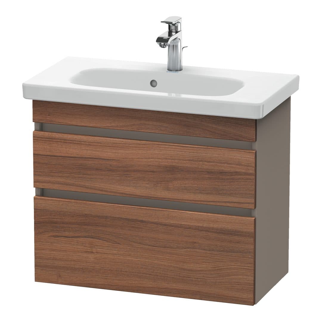 Duravit DuraStyle – Έπιπλο Νιπτήρα – 730 mm, 2 συρτάρια, νιπτήρας κέντρο, σώμα Basalte Matt, Compact – Walnut Matt, Decor (DS649907943)