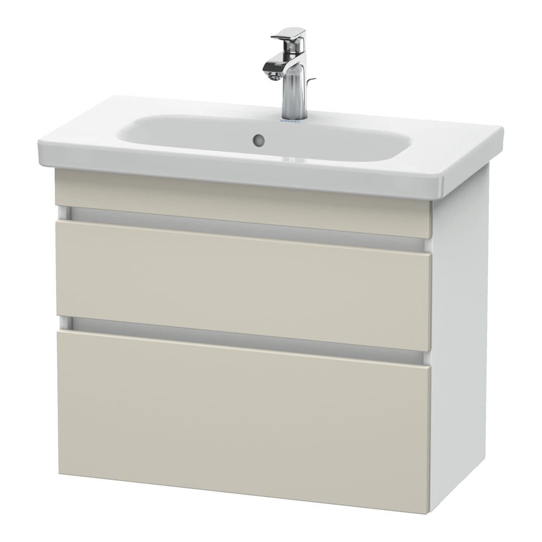 Duravit DuraStyle – Έπιπλο Νιπτήρα – 730 mm, 2 συρτάρια, νιπτήρας κέντρο, σώμα White Matt, Compact – Taupe Matt, Decor (DS649909118)
