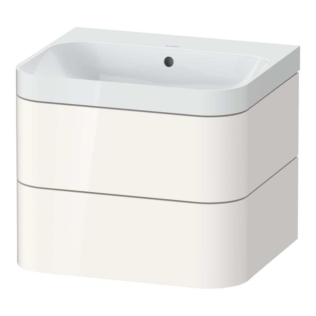 Duravit Happy D.2 – Έπιπλο Νιπτήρα – 575 mm, με νιπτήρα, 2 συρτάρια, νιπτήρας κέντρο, έκδοση N, μοντέλο HP4345 – White High Gloss, Decor (HP4345N2222)