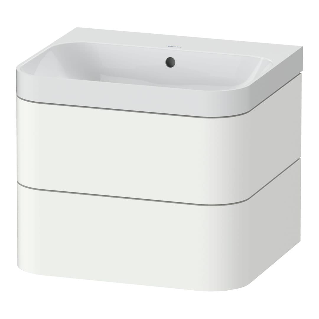 Duravit Happy D.2 – Έπιπλο Νιπτήρα – 575 mm, με νιπτήρα, 2 συρτάρια, νιπτήρας κέντρο, έκδοση N, μοντέλο HP4345 – White Satin Matt, Lacquer (HP4345N3636)