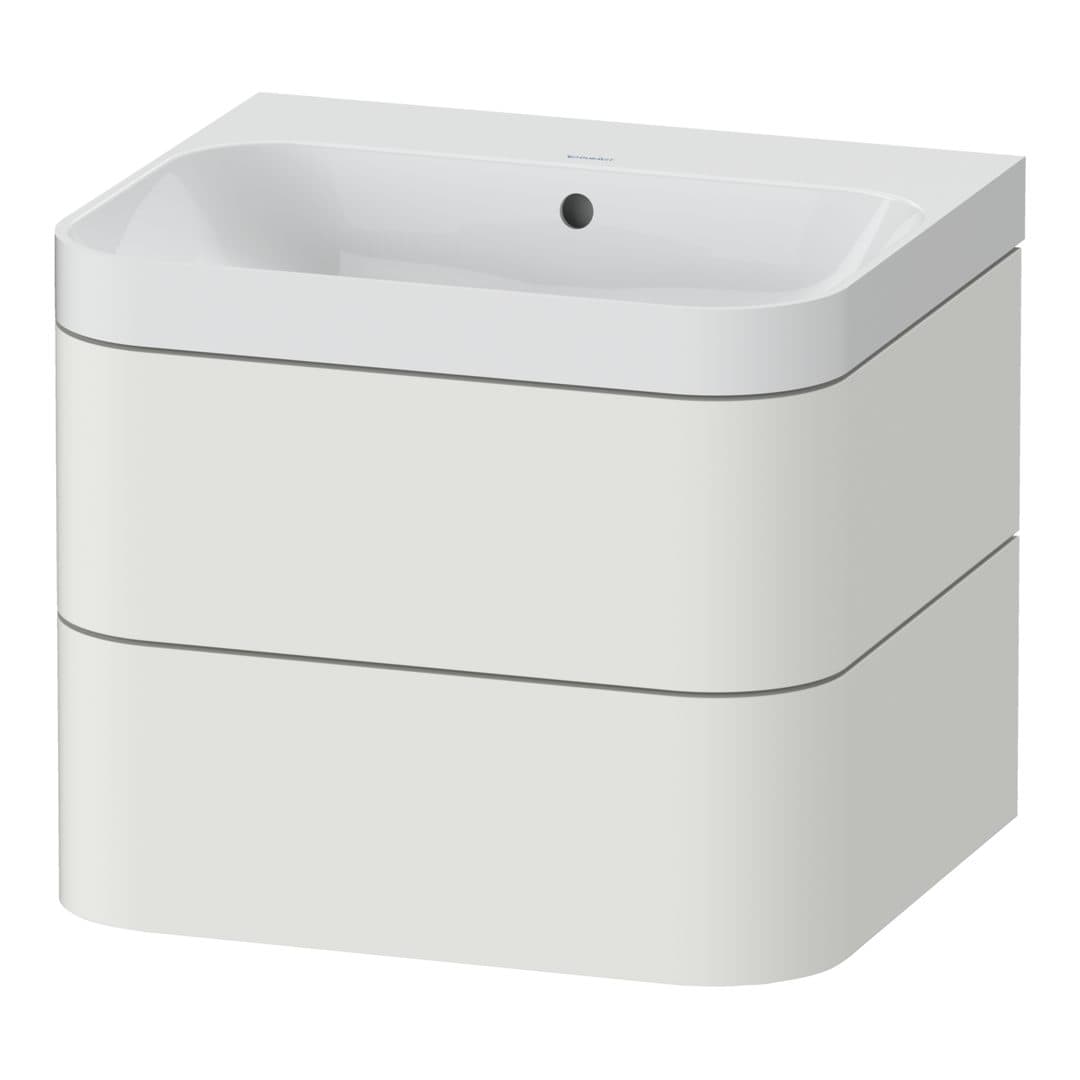 Duravit Happy D.2 – Έπιπλο Νιπτήρα – 575 mm, με νιπτήρα, 2 συρτάρια, νιπτήρας κέντρο, έκδοση N, μοντέλο HP4345 – Nordic white Satin Matt, Lacquer (HP4345N3939)