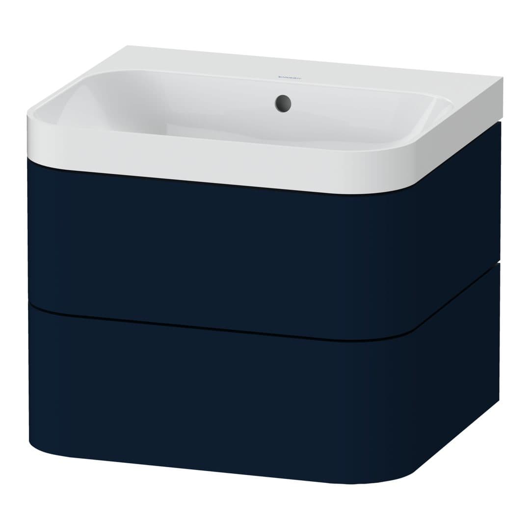 Duravit Happy D.2 – Έπιπλο Νιπτήρα – 575 mm, με νιπτήρα, 2 συρτάρια, νιπτήρας κέντρο, έκδοση N, μοντέλο HP4345 – Night blue Satin Matt, Lacquer (HP4345N9898)